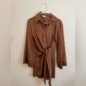 Gianni Bini Brown Silk Wrap Dress